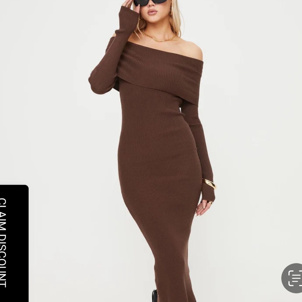 Brown over the shoulder dress